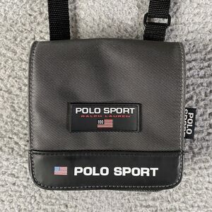 Vintage Polo Sport Ralph Lauren Crossbody Bag Gray Black Shoulder Nylon Y2K 90s